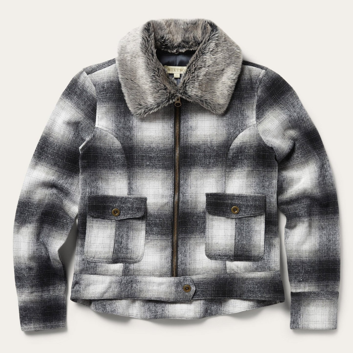Plaid Cropped Jacket Black