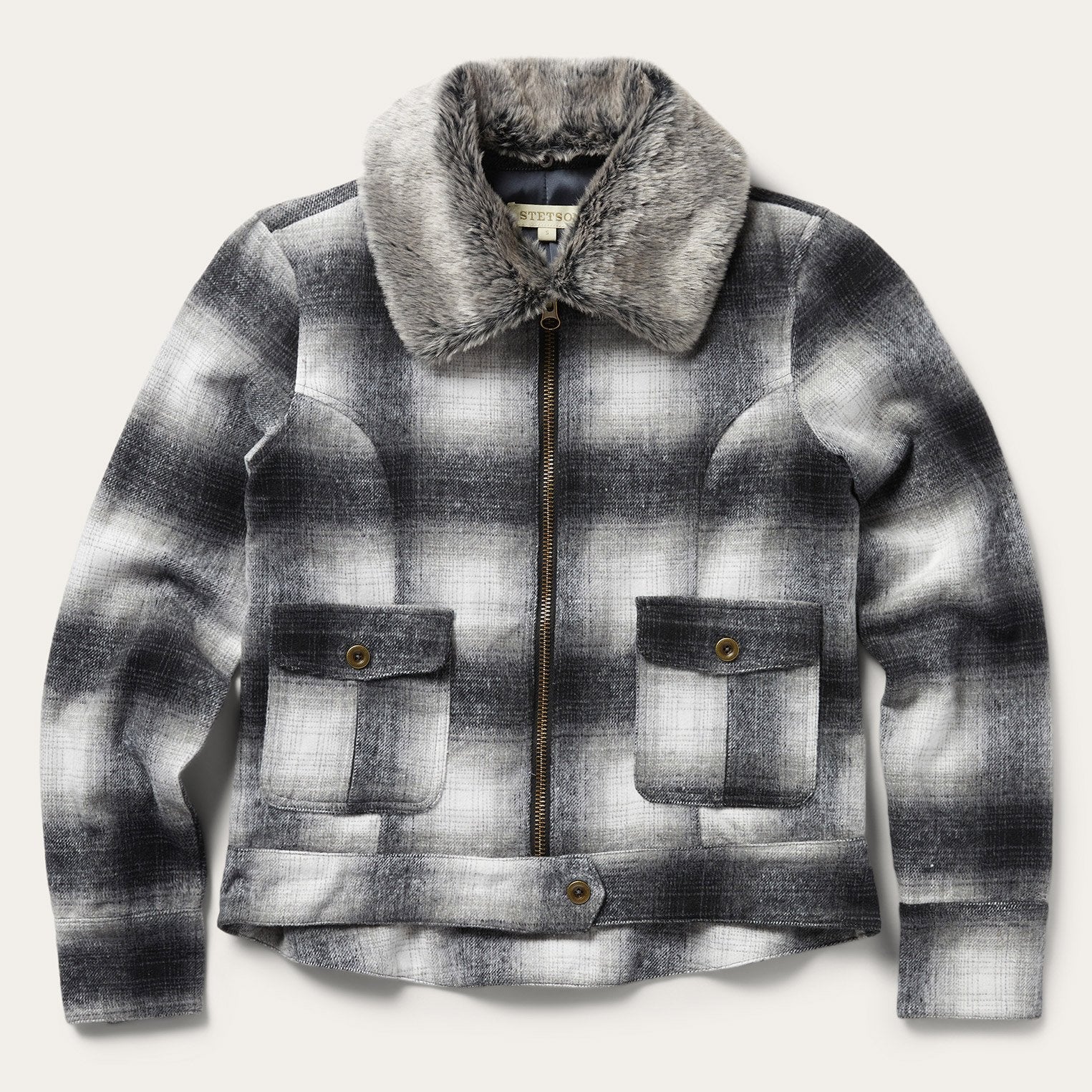Plaid Cropped Jacket Black