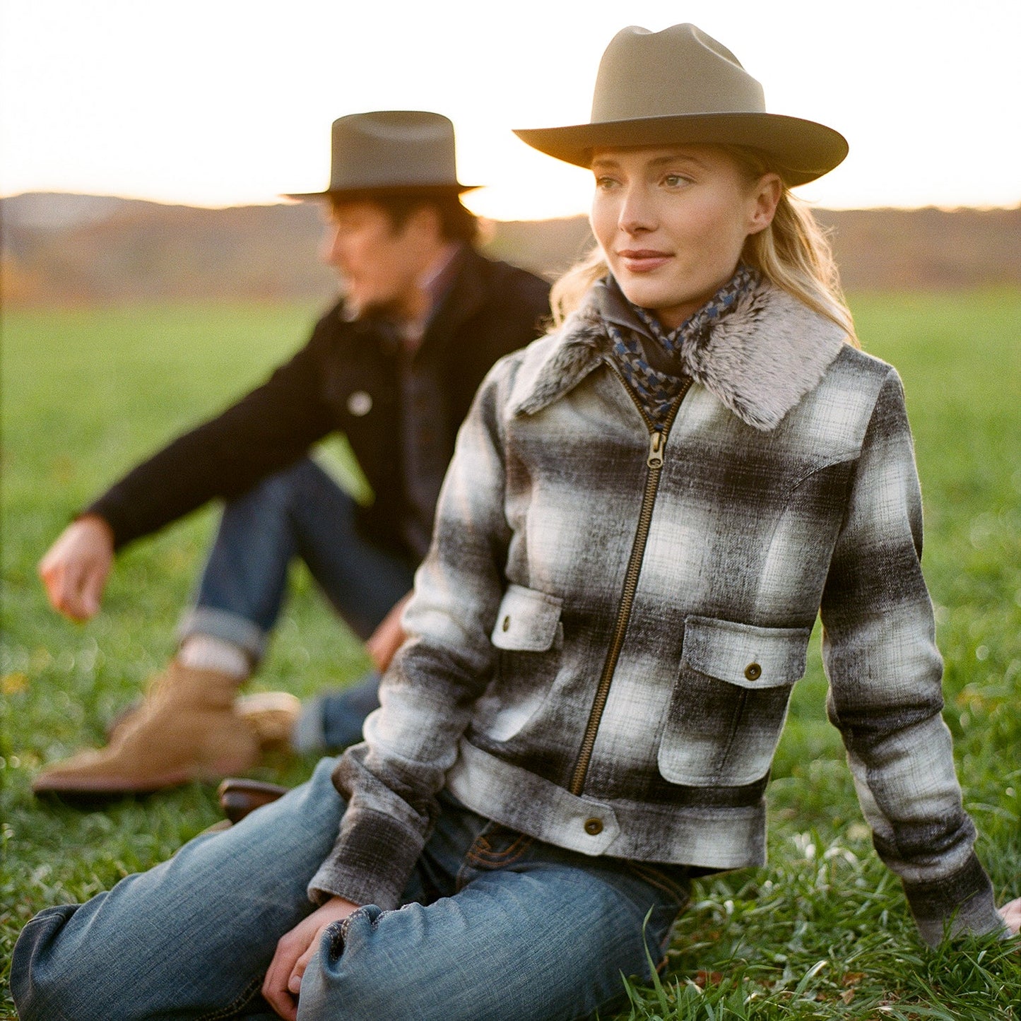 Plaid Cropped Jacket Black
