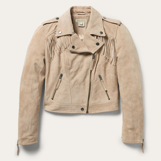 Premium Suede Moto Jacket Tan