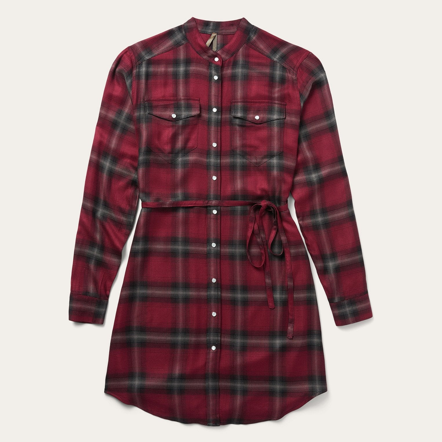 Harvest Plaid Tie Dress Wine