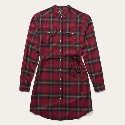 Harvest Plaid Tie Dress Wine