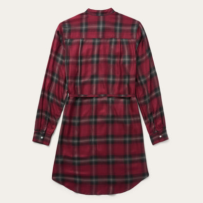Harvest Plaid Tie Dress Wine