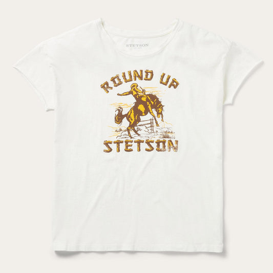 "Round Up" Stetson Vintage Tee White