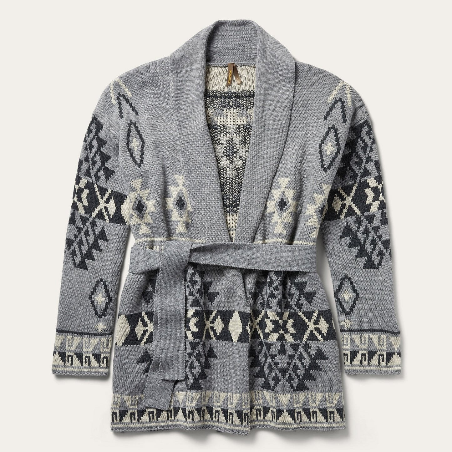 Chunky Knit Tie Sweater in Grey Grey