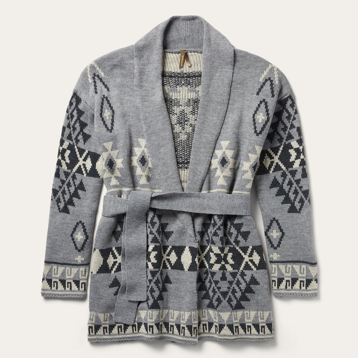 Chunky Knit Tie Sweater in Grey Grey