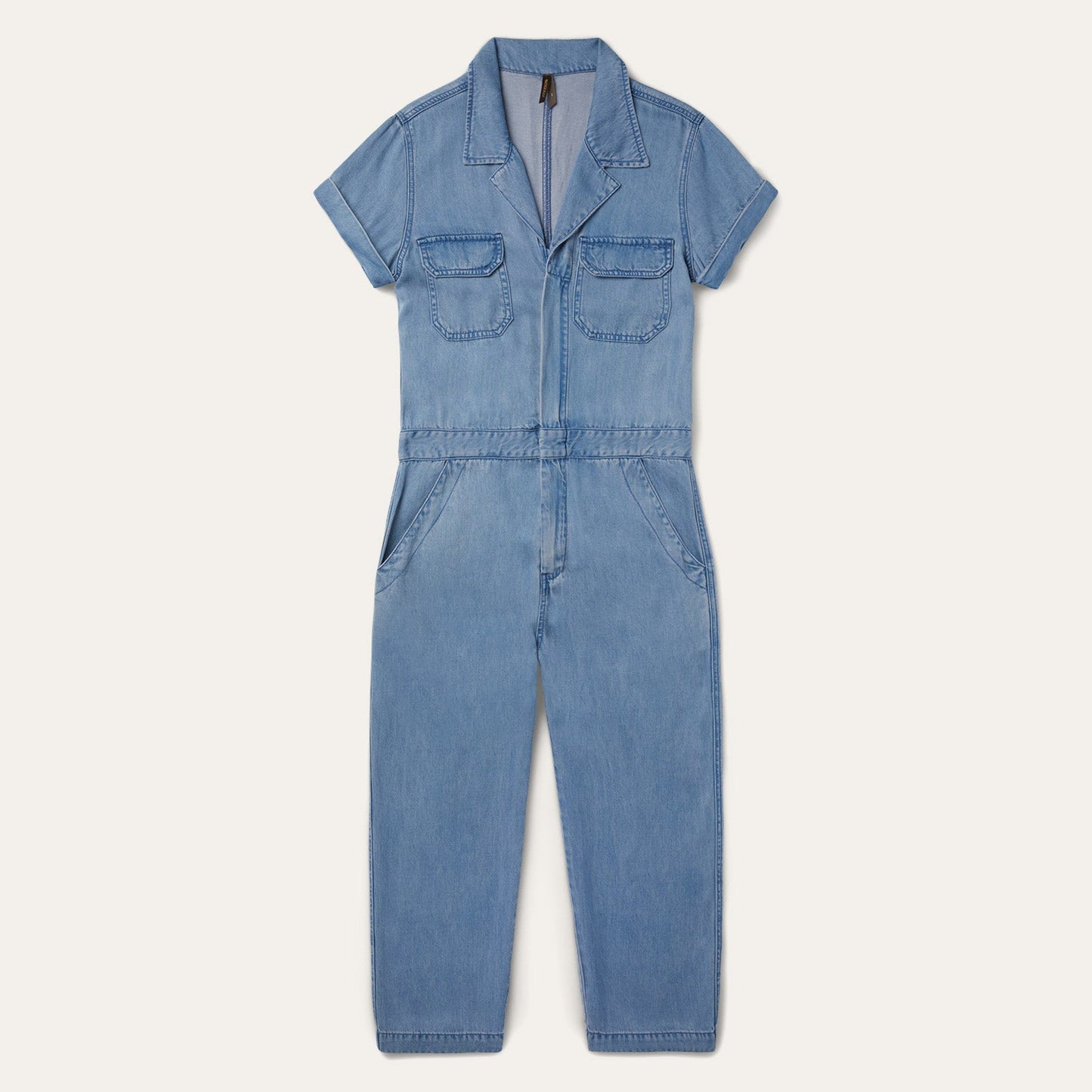 Notch Collar Jumpsuit Blue