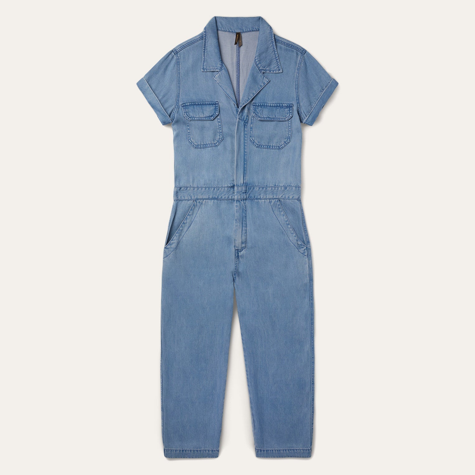 Notch Collar Jumpsuit Blue