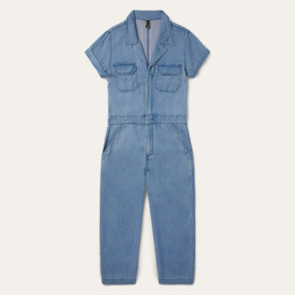 Notch Collar Jumpsuit Blue