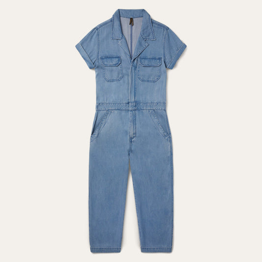 Notch Collar Jumpsuit Blue