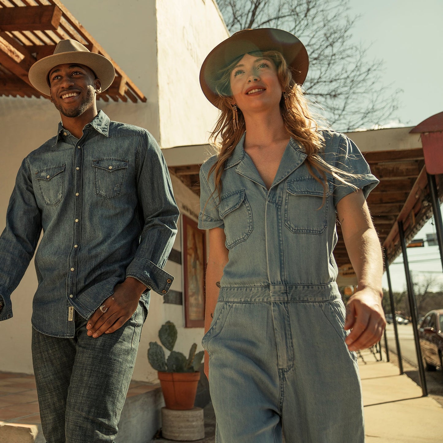 Notch Collar Jumpsuit Blue
