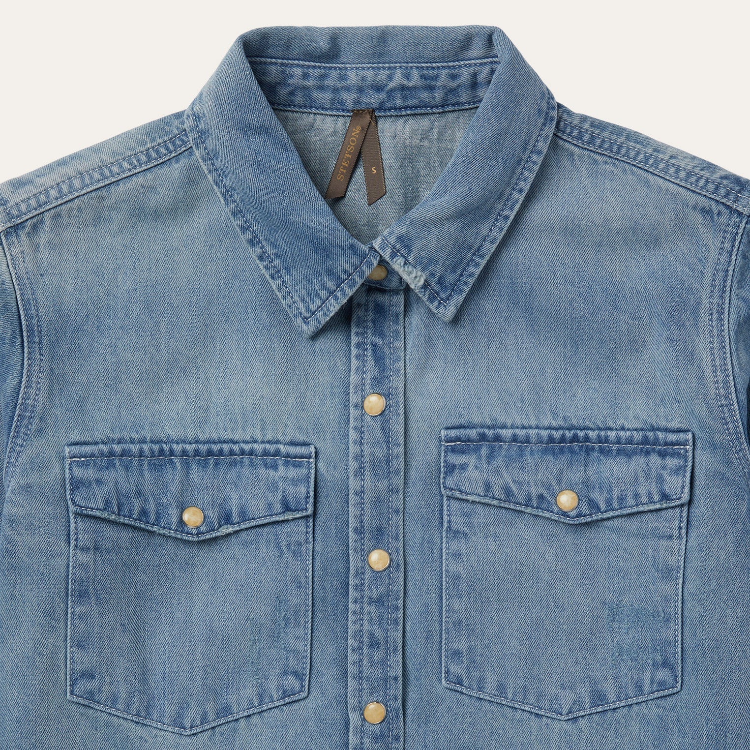 Loose Fit Denim Snap-Front Shirt Blue