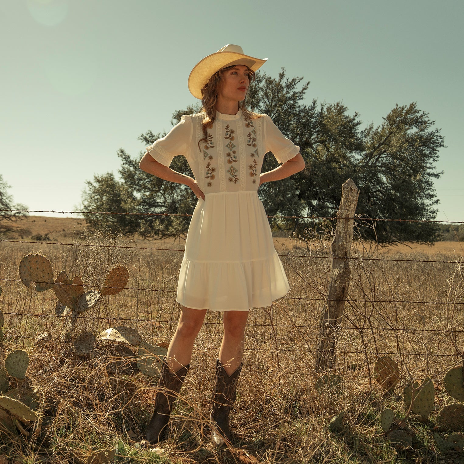 Flat Weave Dress White