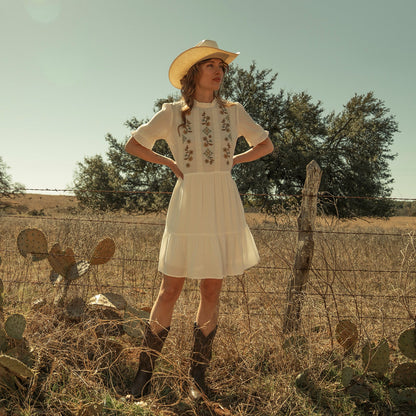 Flat Weave Dress White