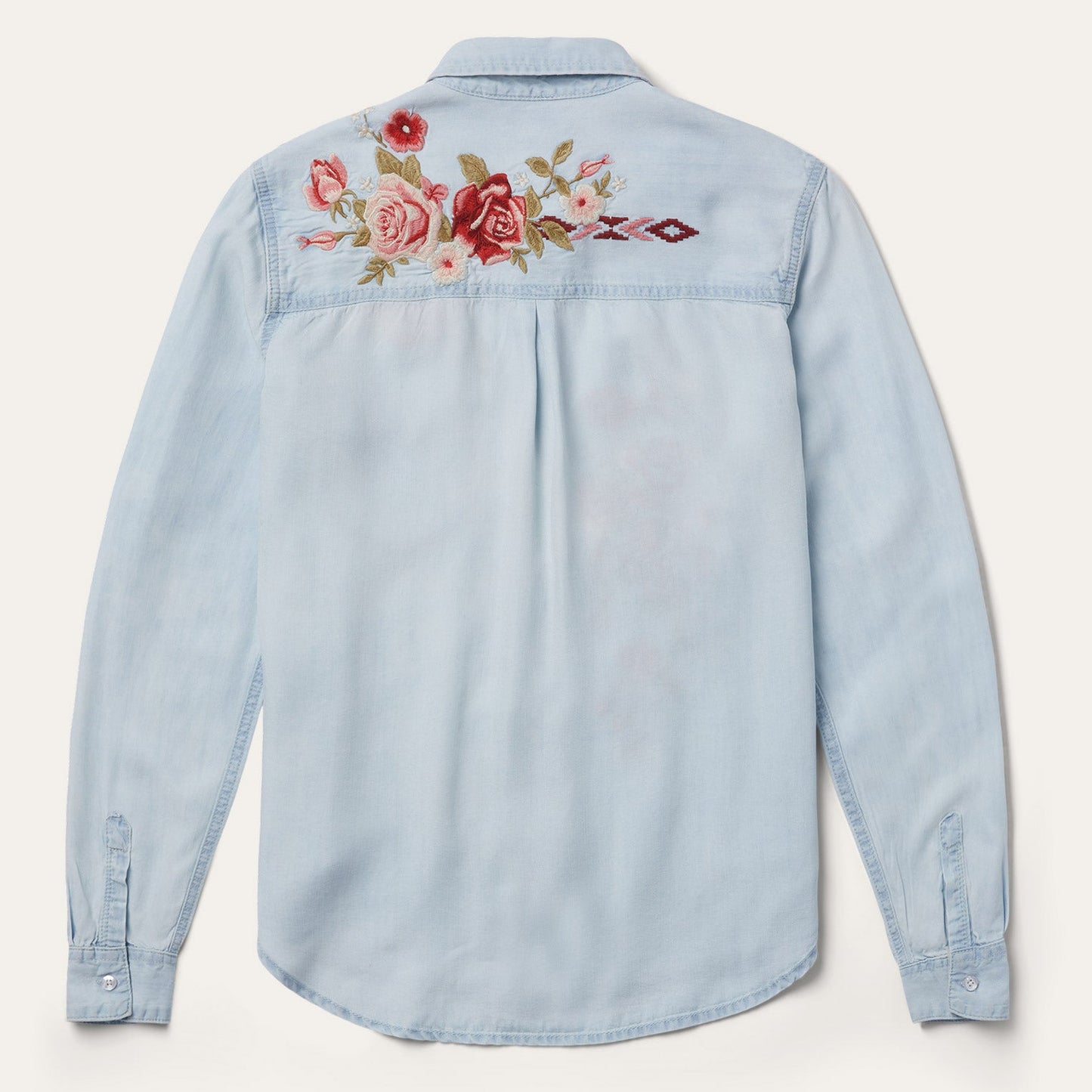 Long-Sleeved Embroidered Shirt Blue