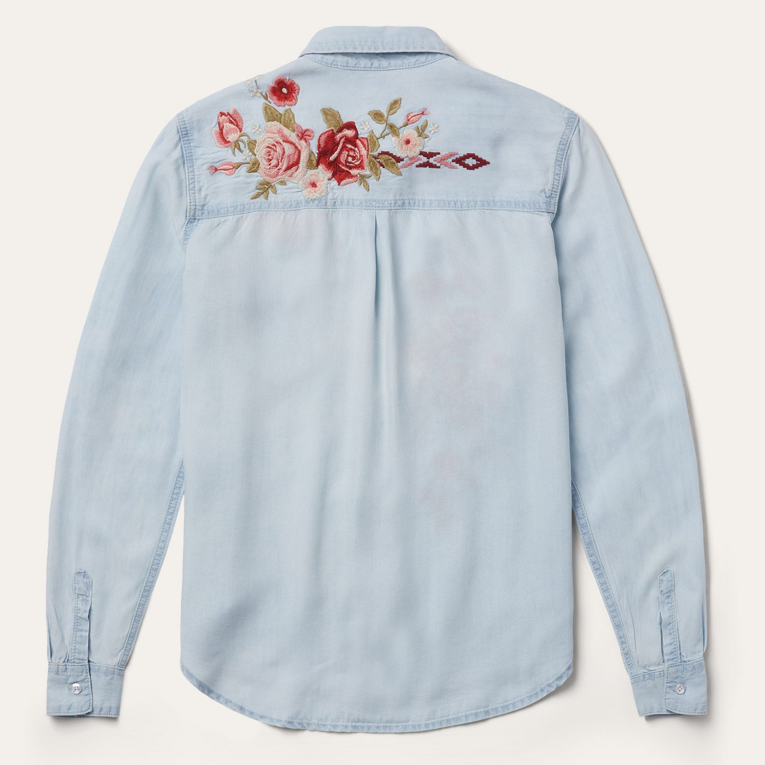 Long-Sleeved Embroidered Shirt Blue