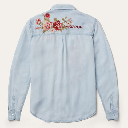Long-Sleeved Embroidered Shirt Blue
