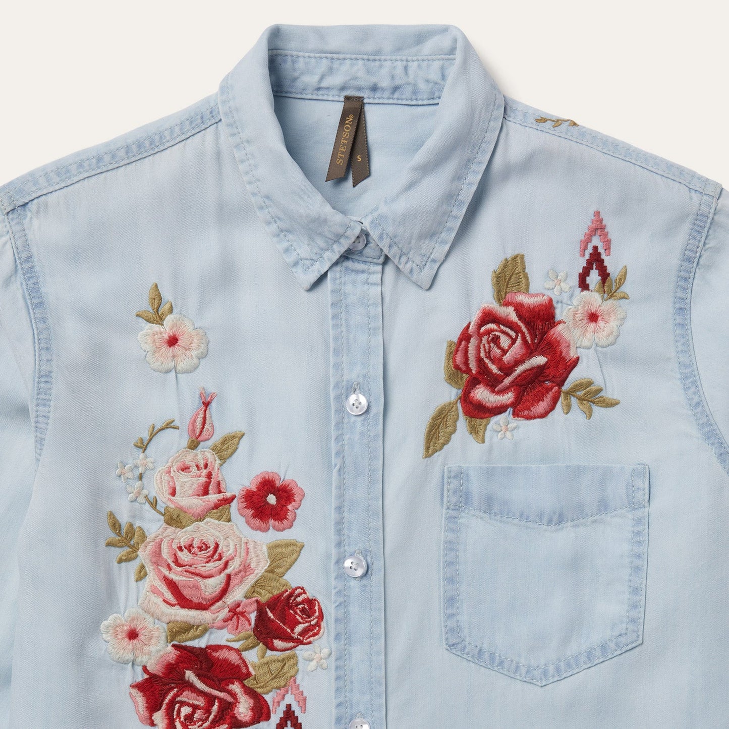 Long-Sleeved Embroidered Shirt Blue