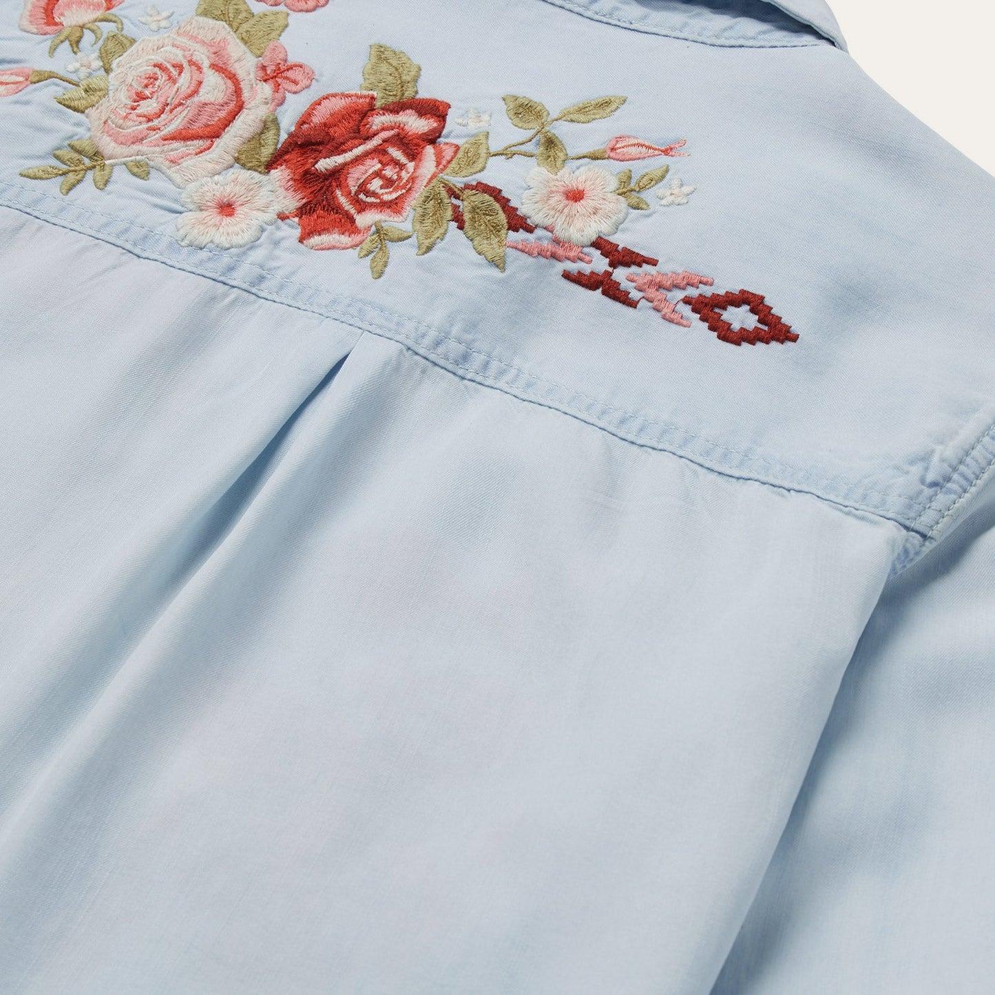 Long-Sleeved Embroidered Shirt Blue