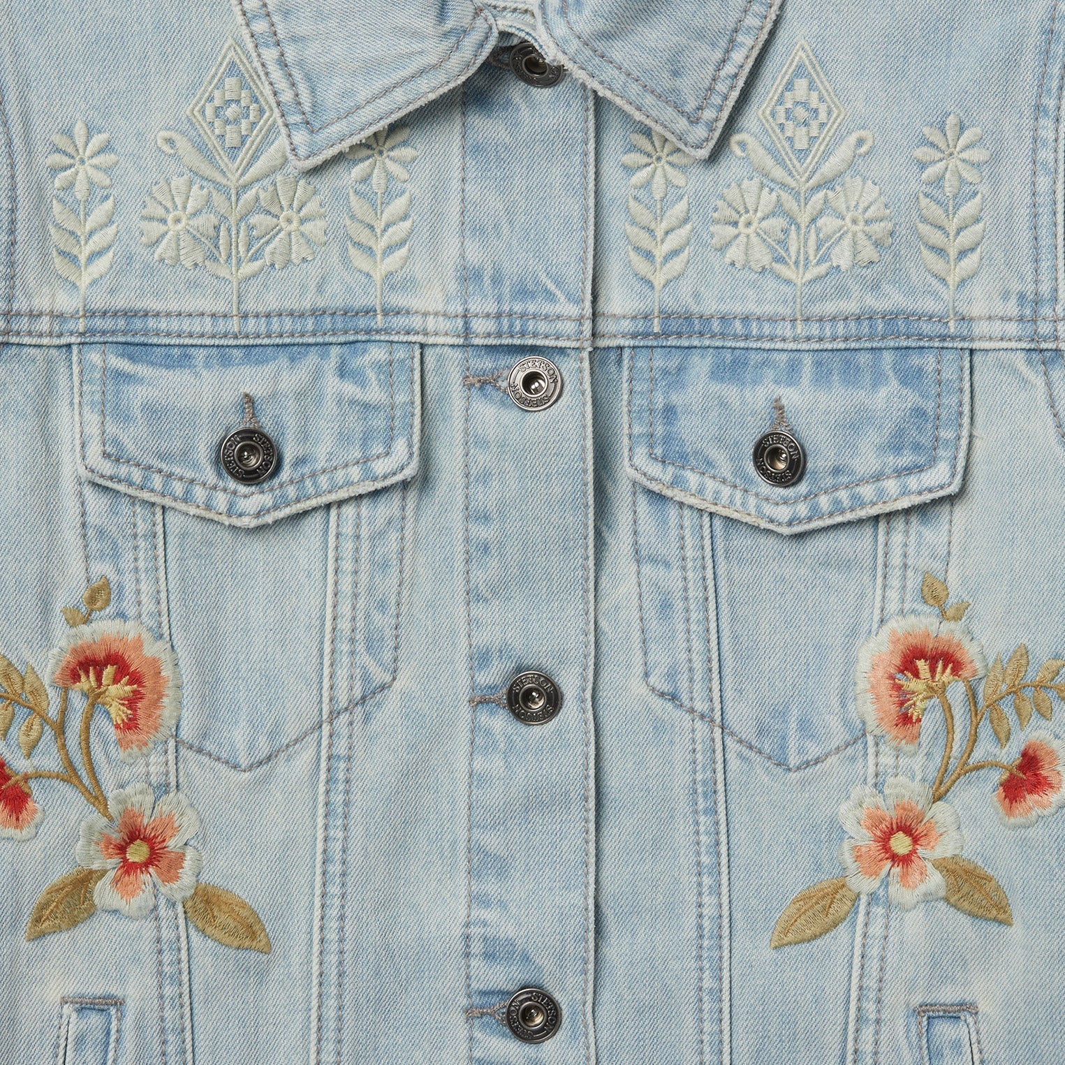 Embroidered Denim Jacket Blue