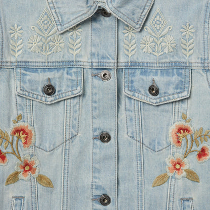 Embroidered Denim Jacket Blue