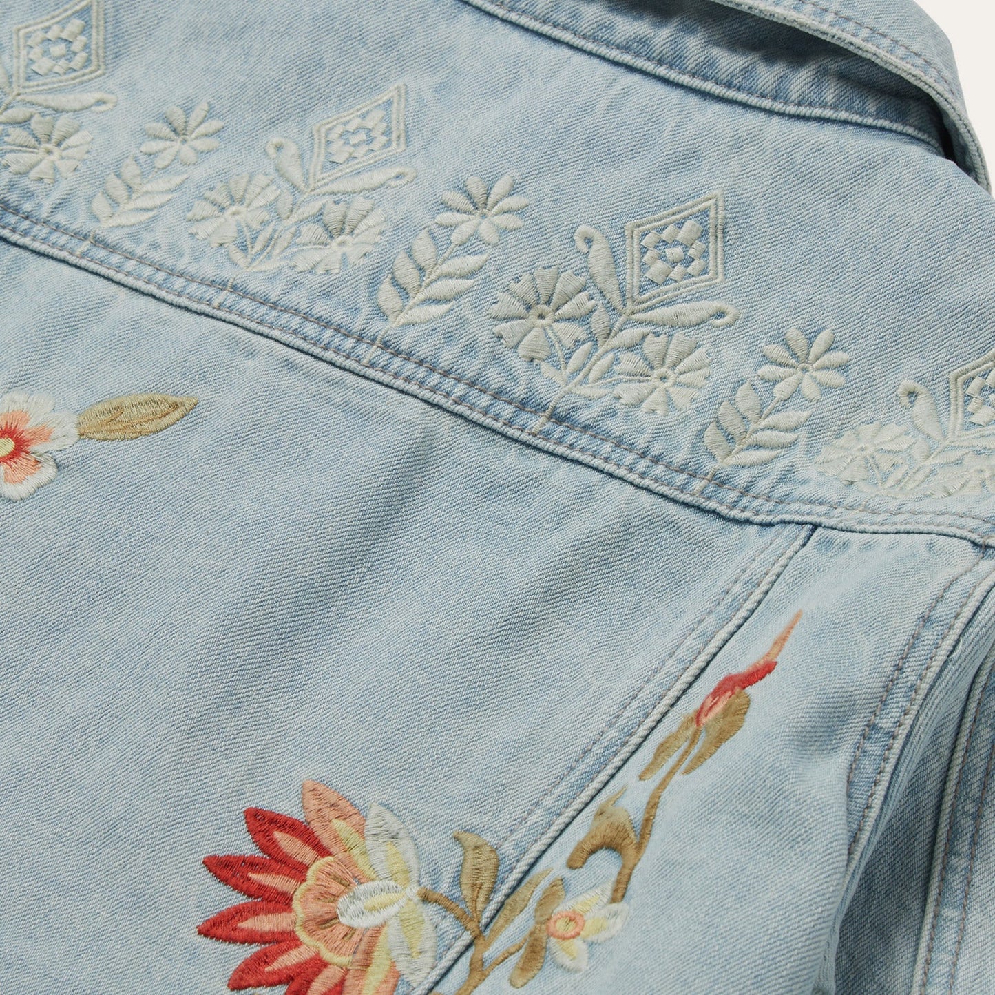 Embroidered Denim Jacket Blue