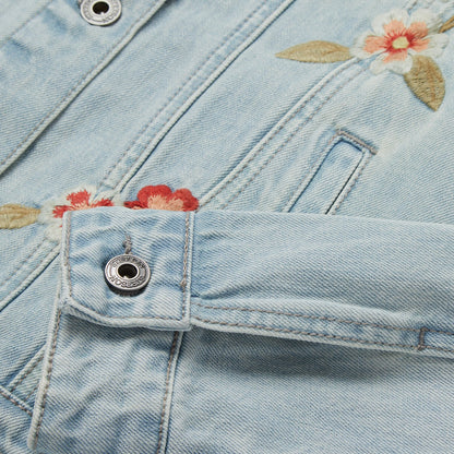 Embroidered Denim Jacket Blue