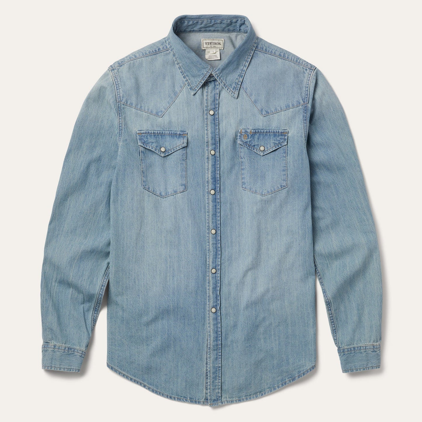 Long-Sleeved Denim Shirt Blue