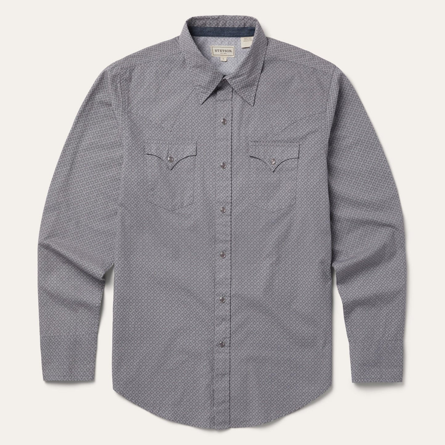 Diamond Print Western Shirt Grey
