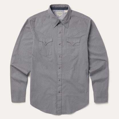 Diamond Print Western Shirt Grey