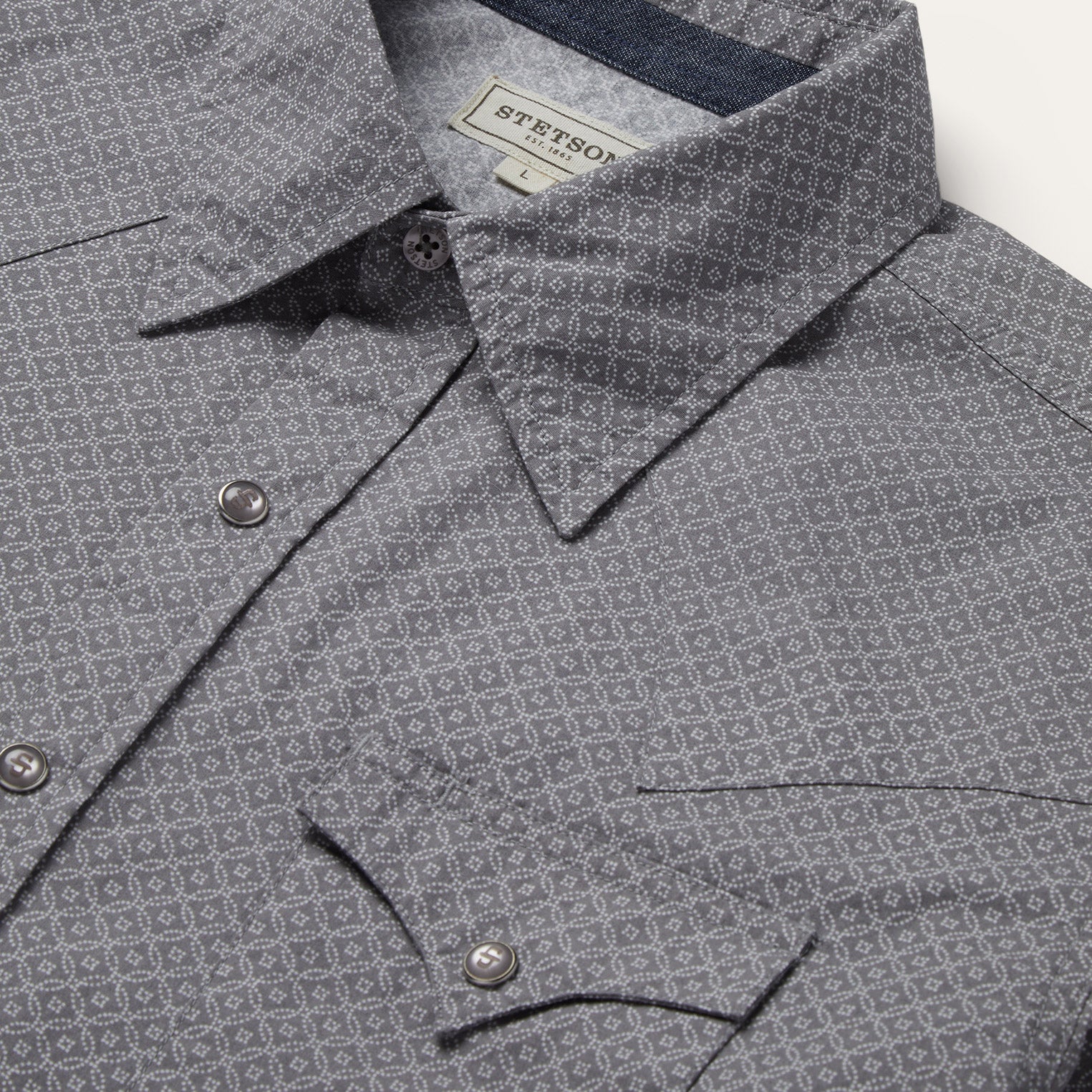 Diamond Print Western Shirt Grey