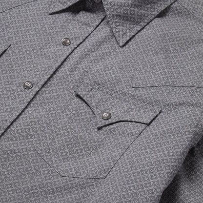 Diamond Print Western Shirt Grey