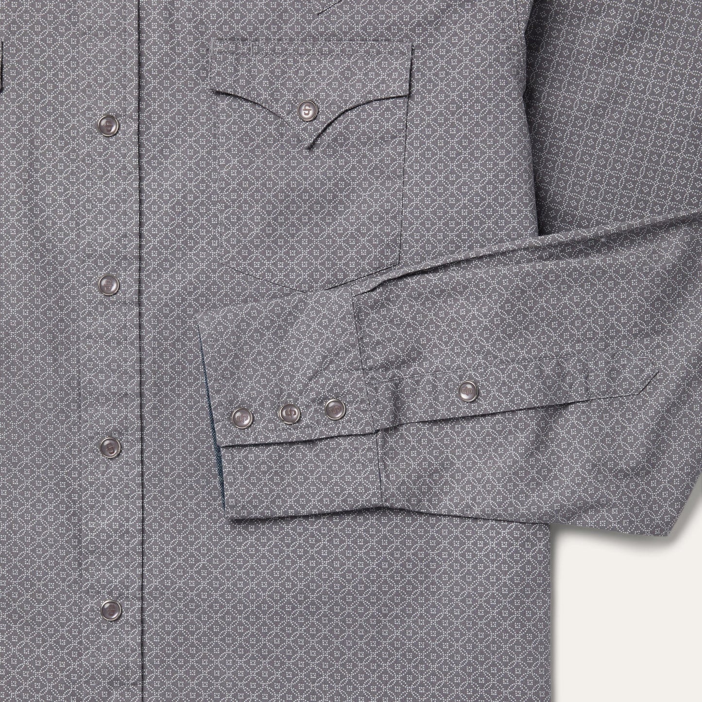 Diamond Print Western Shirt Grey