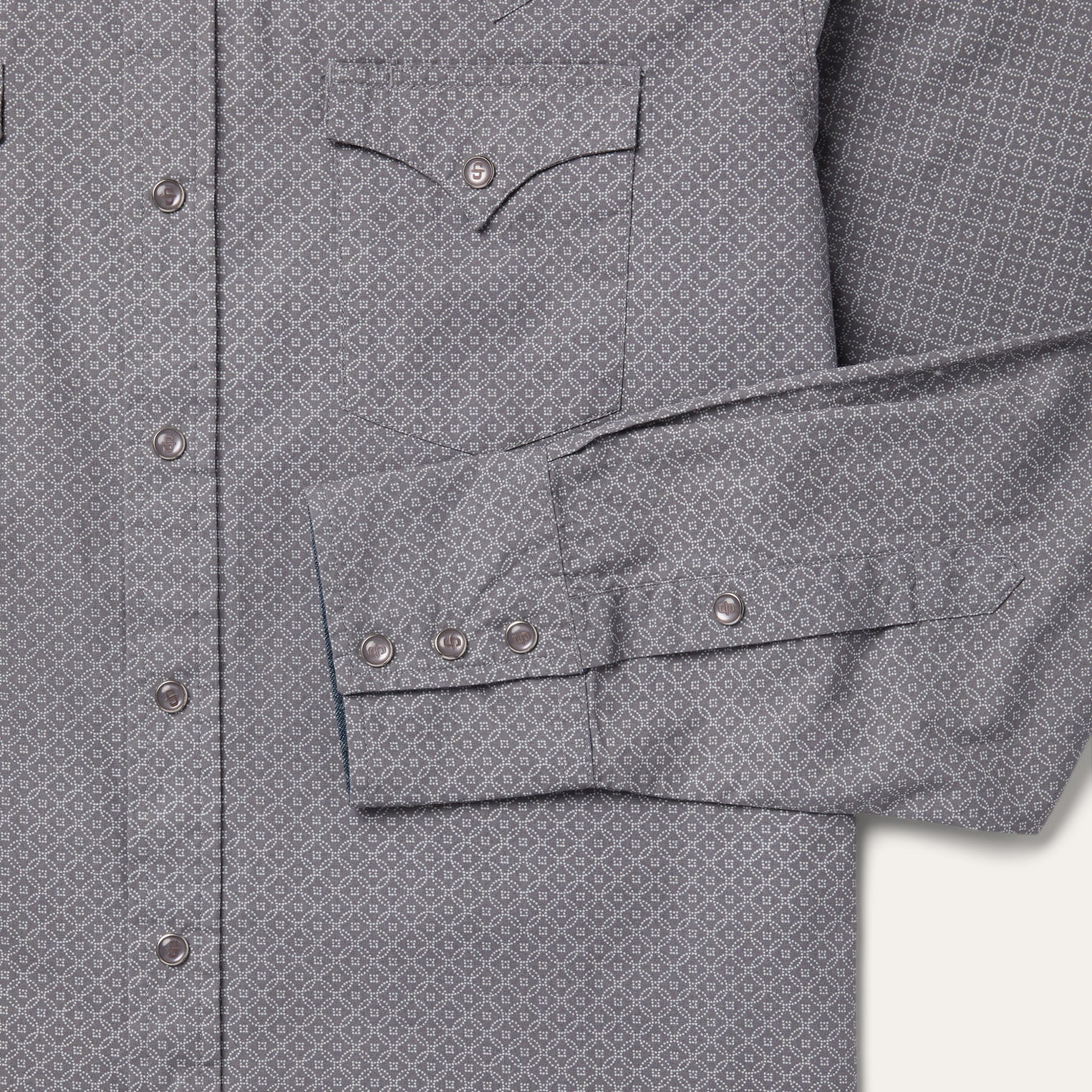 Diamond Print Western Shirt Grey