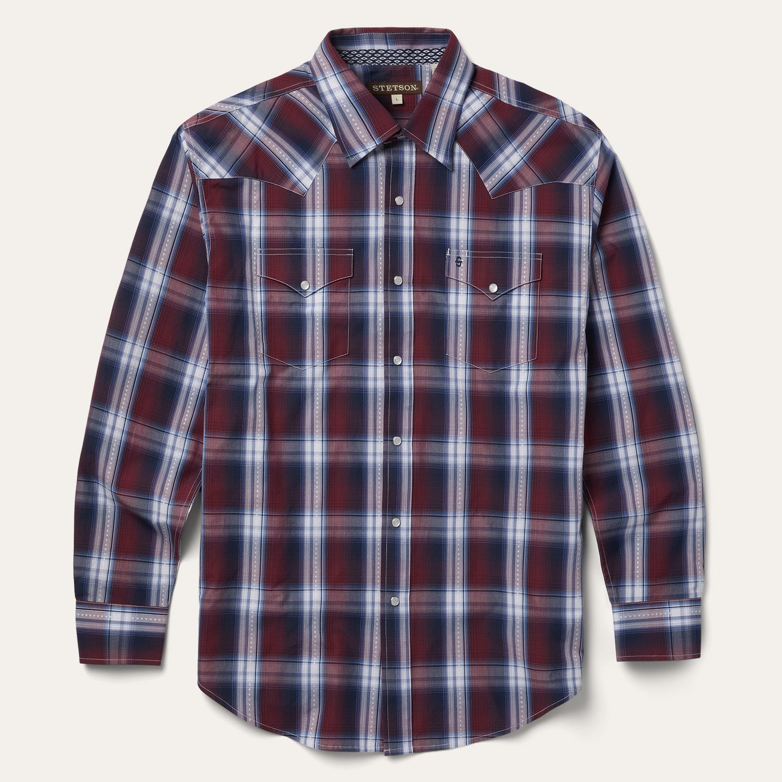 Good Luck Plaid Western Shirt Wine