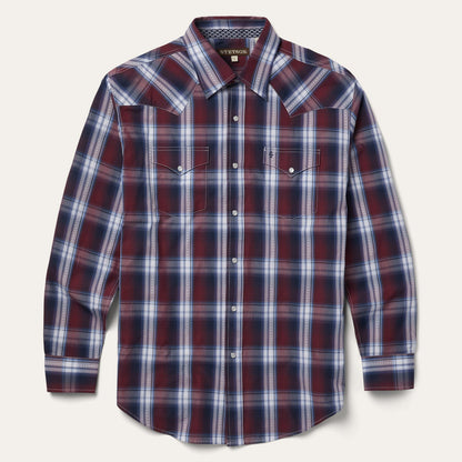 Good Luck Plaid Western Shirt Wine