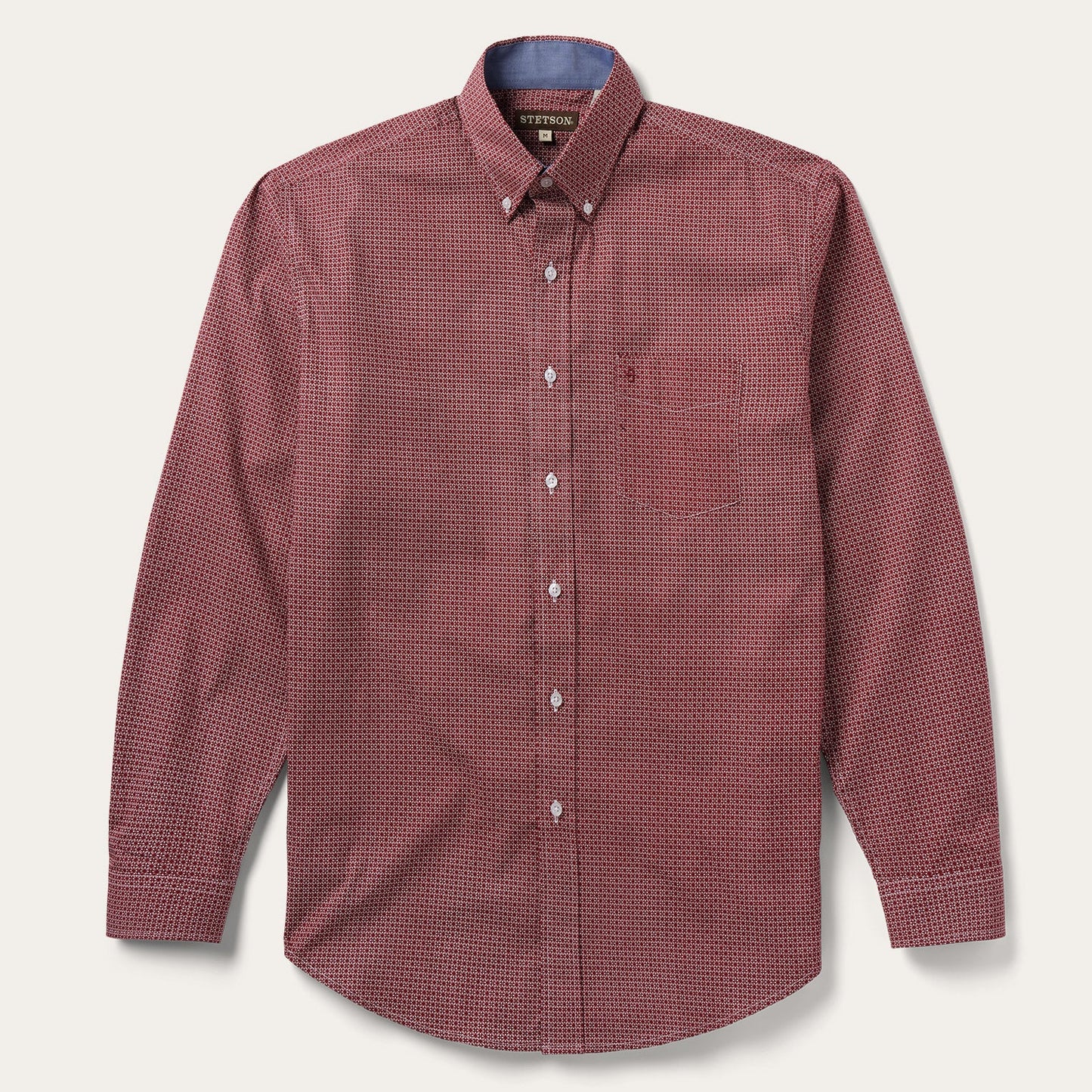 Micro Print Button-Front Shirt Red