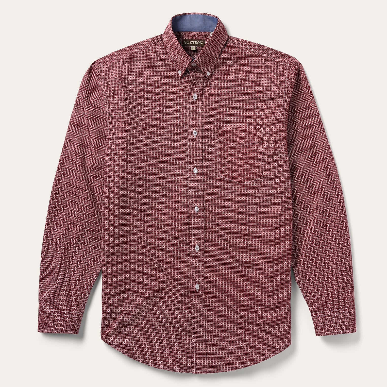 Micro Print Button-Front Shirt Red