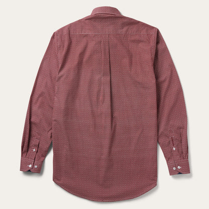 Micro Print Button-Front Shirt Red