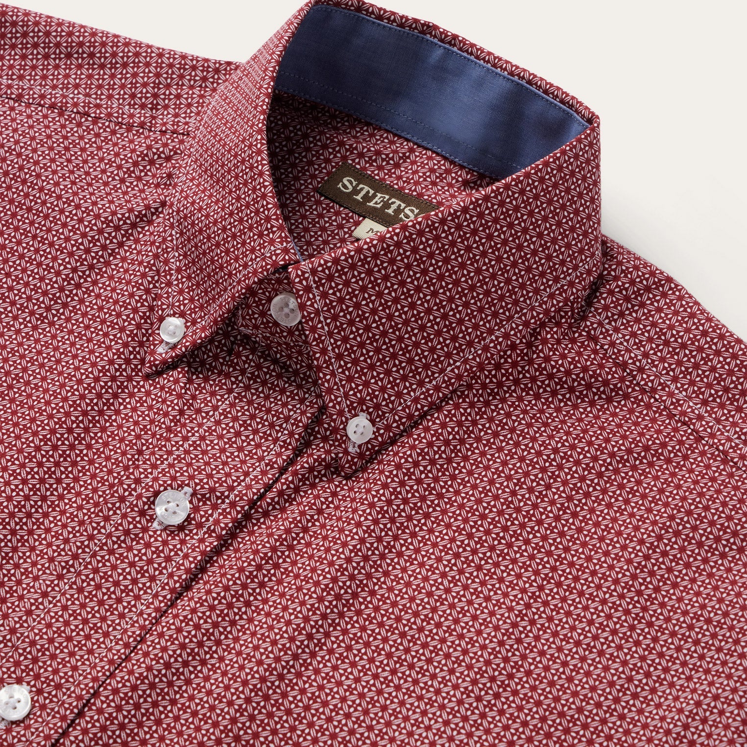 Micro Print Button-Front Shirt Red