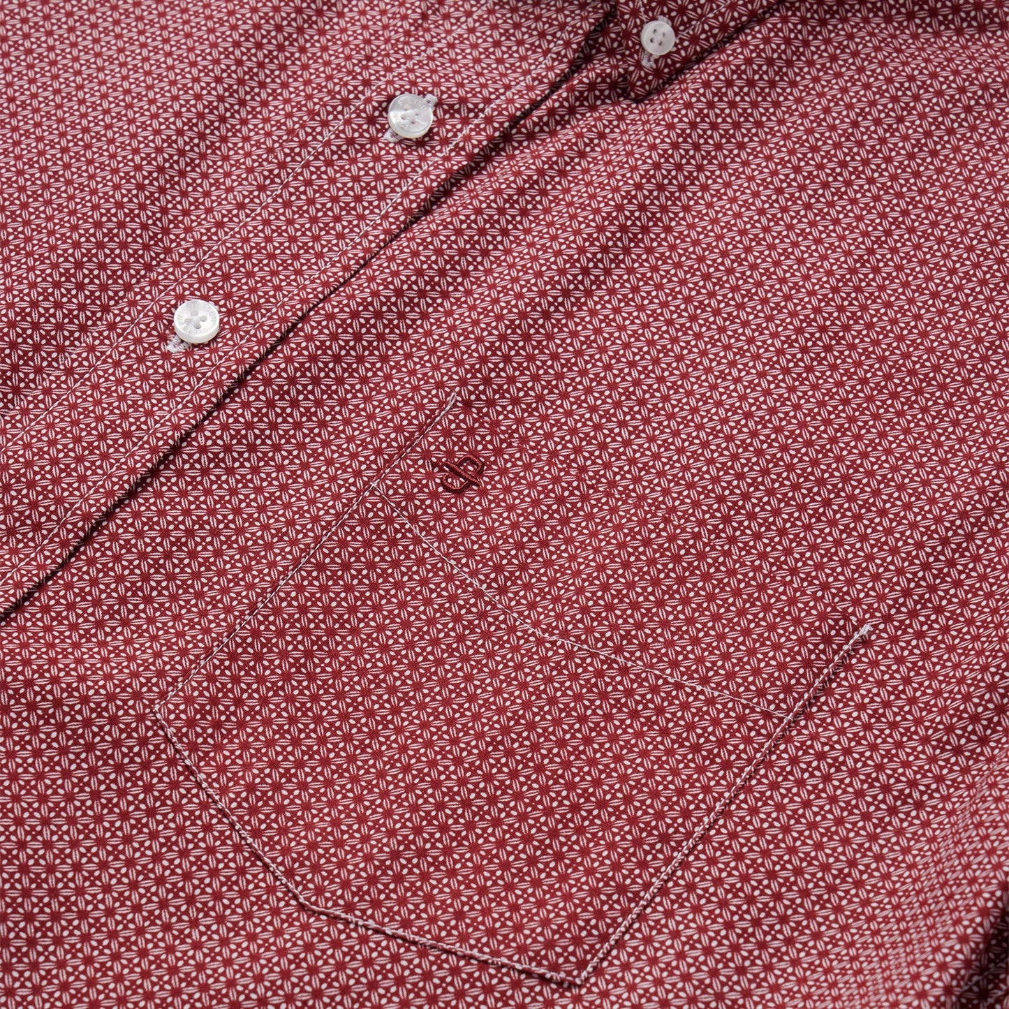 Micro Print Button-Front Shirt Red