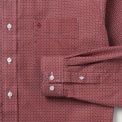 Micro Print Button-Front Shirt Red
