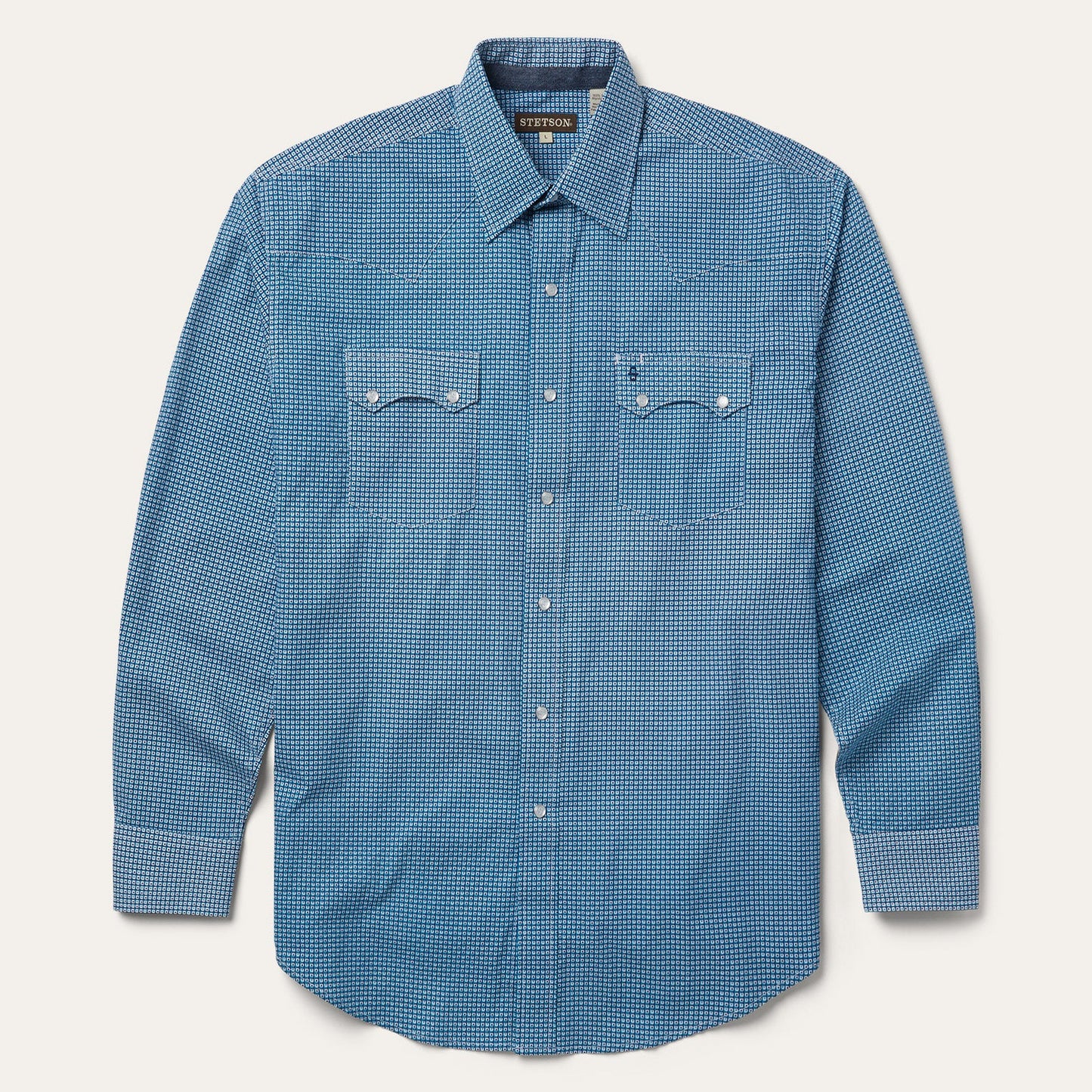Micro Print Western Shirt Blue