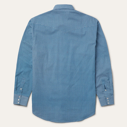 Micro Print Western Shirt Blue