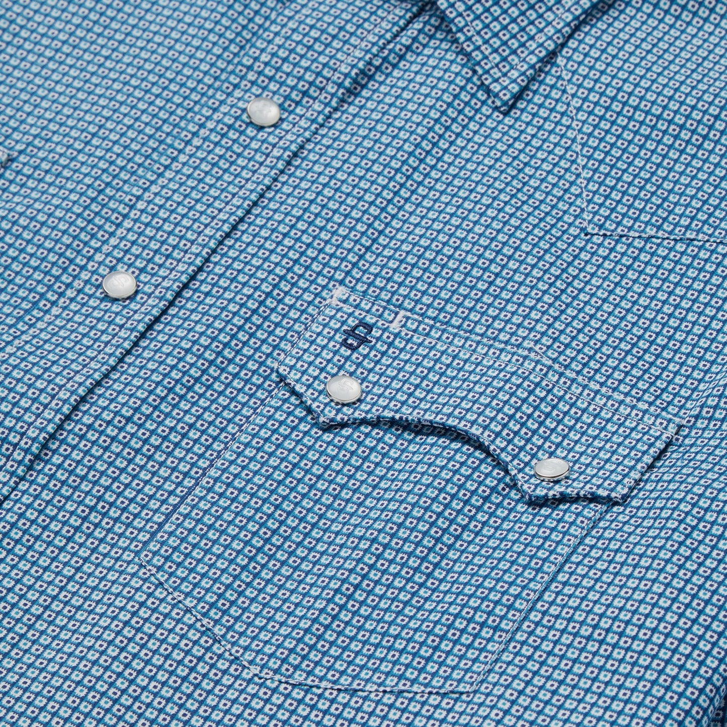 Micro Print Western Shirt Blue
