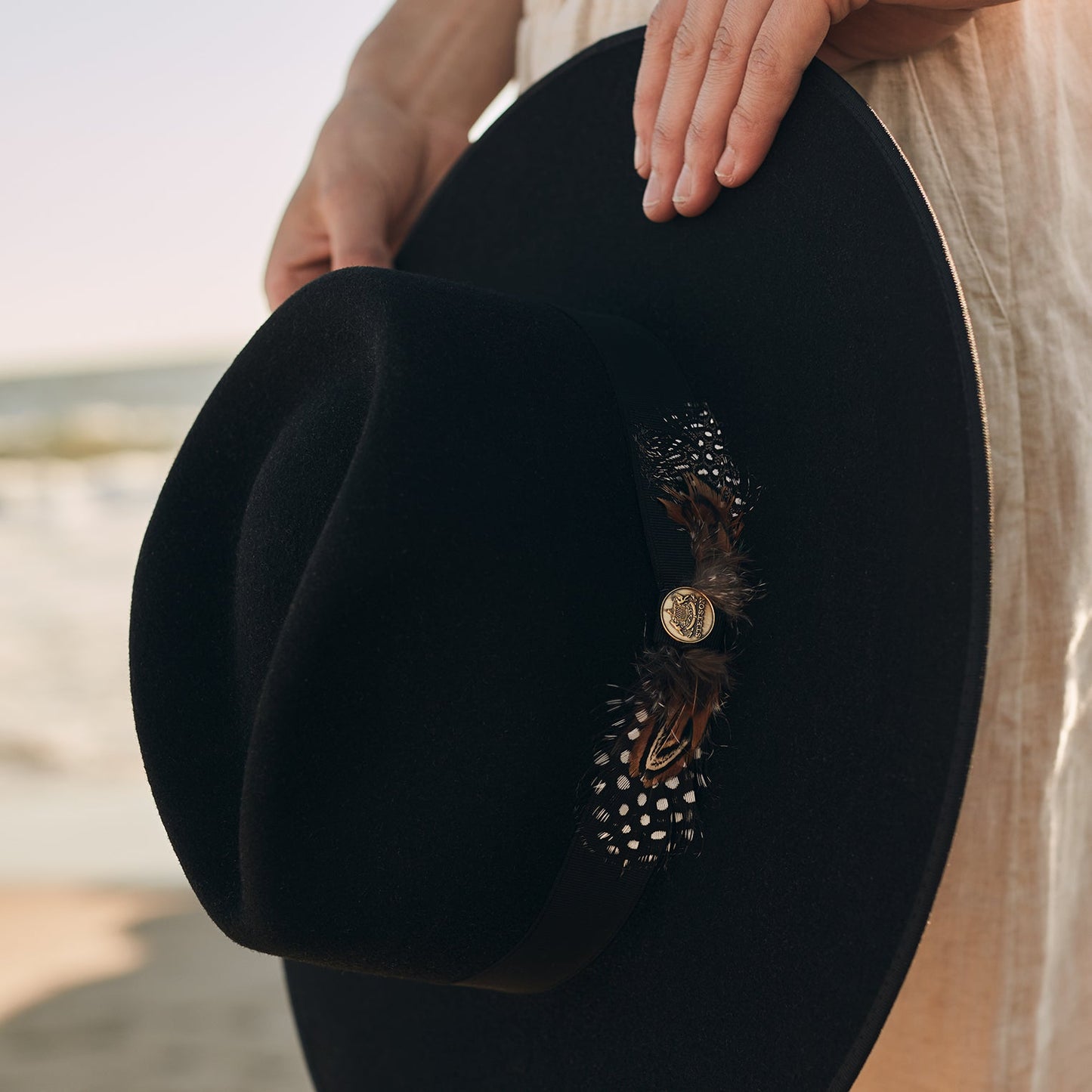 Midtown Wide Flat Brim Hat Black