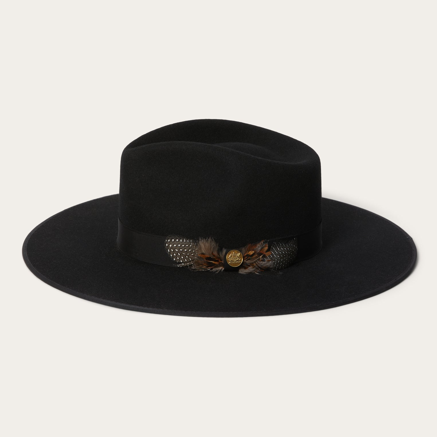 Midtown Wide Flat Brim Hat Black