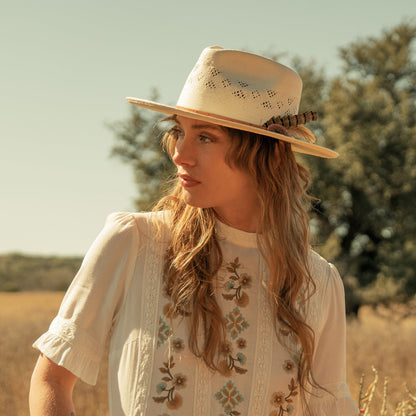 Andromeda Vented Straw Fedora Natural