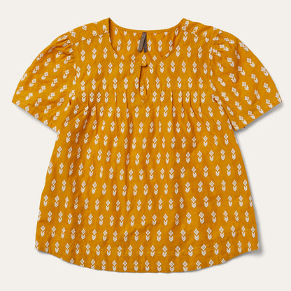 Short-Sleeved Aztec Blouse Yellow