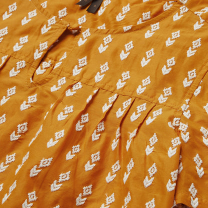 Short-Sleeved Aztec Blouse Yellow